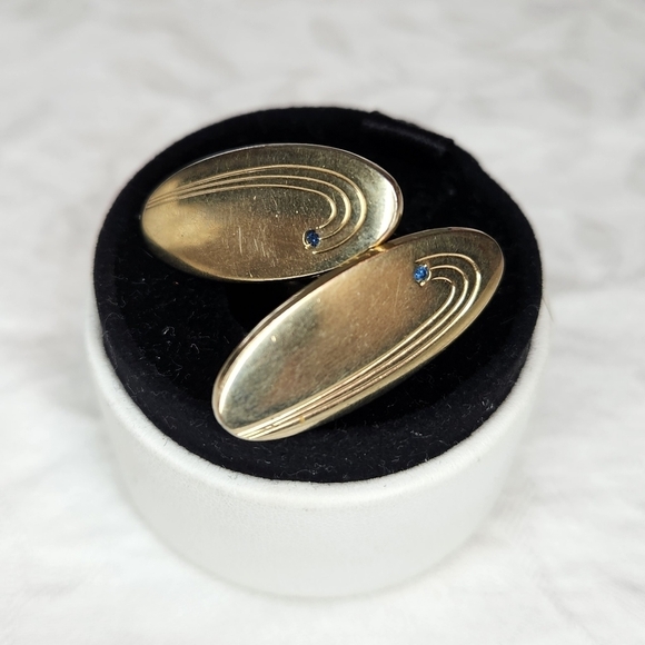 Vintage 70s Topaz Comet Cufflinks - Picture 1 of 5